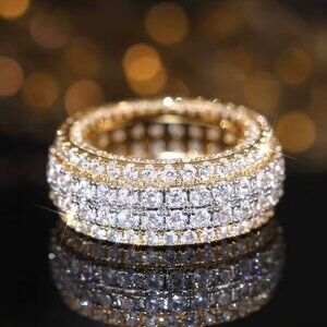 NEW 18k Yellow Gold Diamond Ring Infinity Ring Band Two Tone Ring